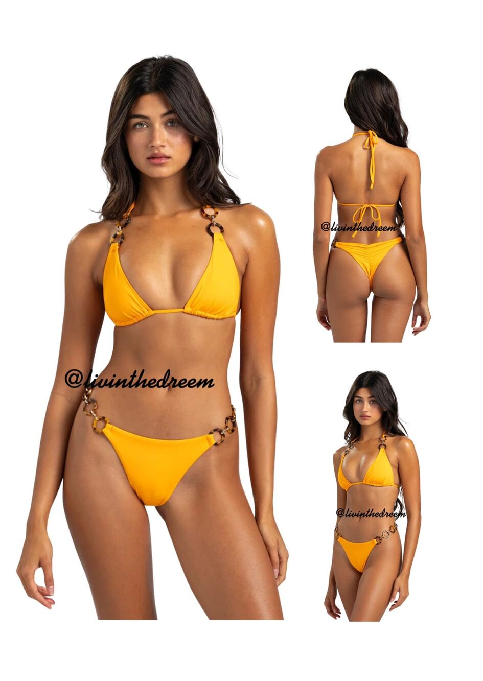 BEACH BUNNY Nadia Triangle Top XL Nadia Skimpy Bottom S - Orange $235